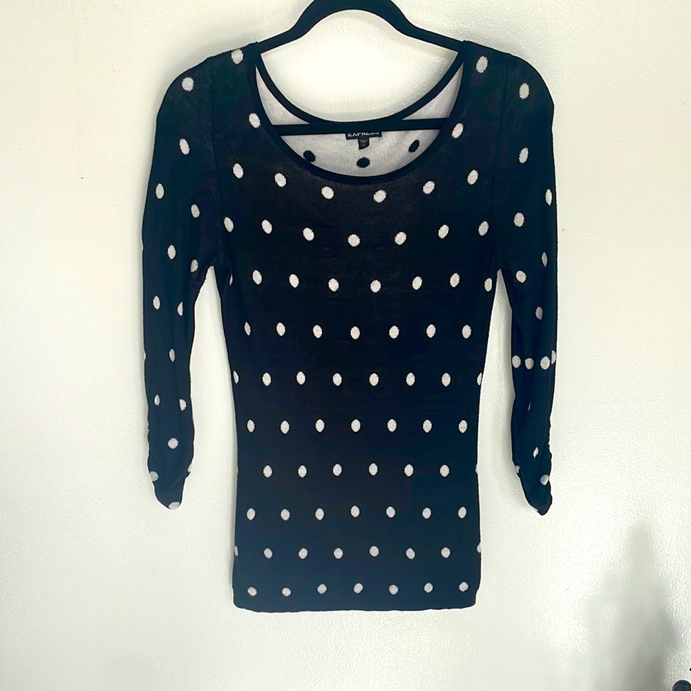 Express black and white poka dot light weight 3/4 sleeve